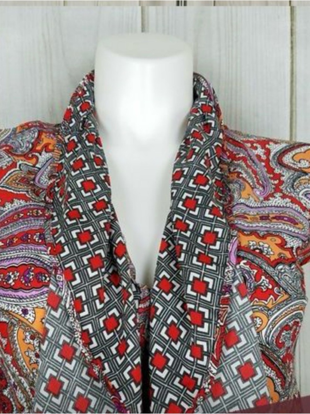 New York & Company Red Paisley‎ Midi Ruffle Dress Sz XLARGE